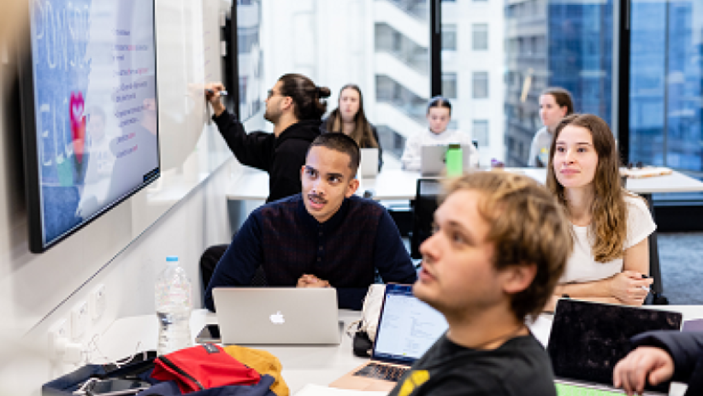 Students in class at VU City Tower