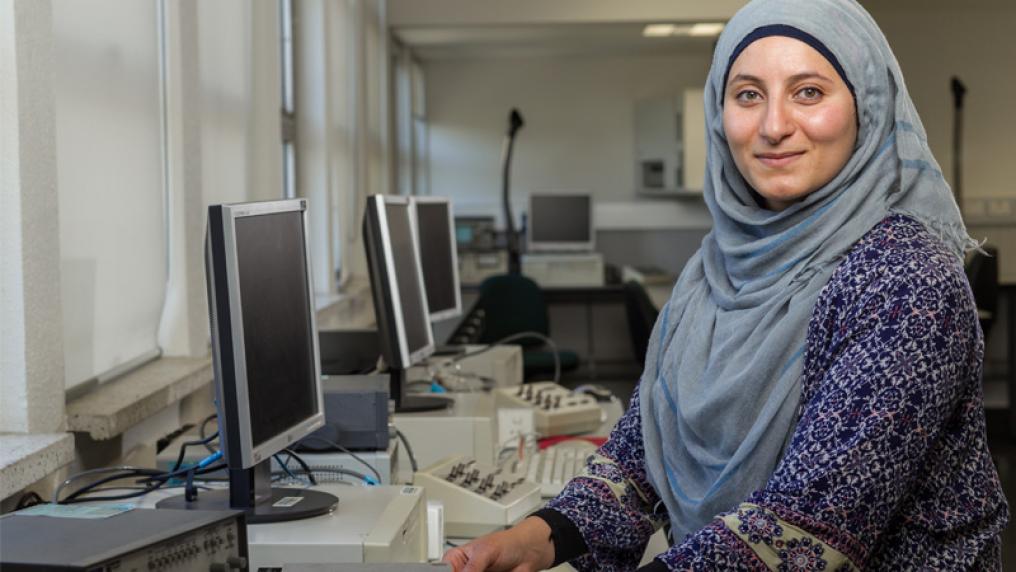 Fatima Osman in a computer lab