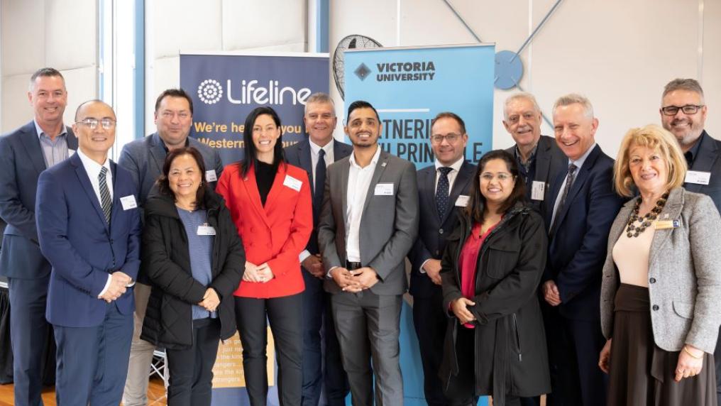 Image of Lifeline, VU and community reps at launch of Lifeline Western Melbourne