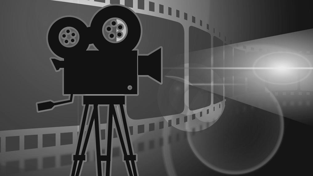 Icon of movie camera and film