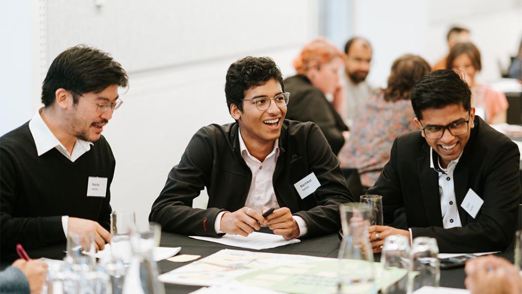 Three male attendees at the VU Student Leadership Conference 2023