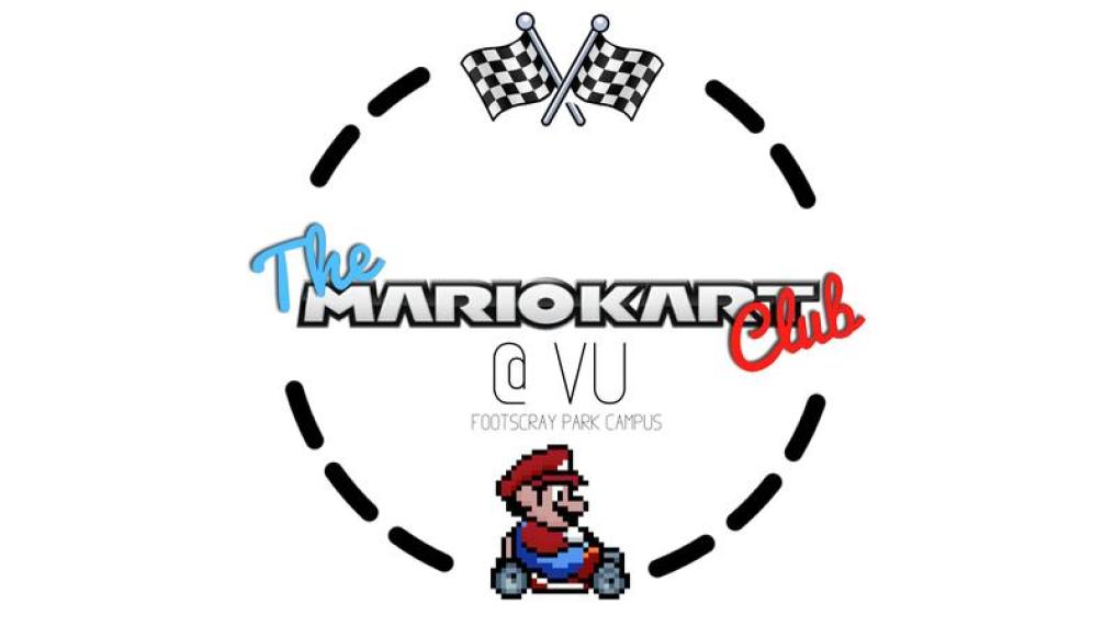 A logo with a Mario cart figure and MarioKart Club @ VU