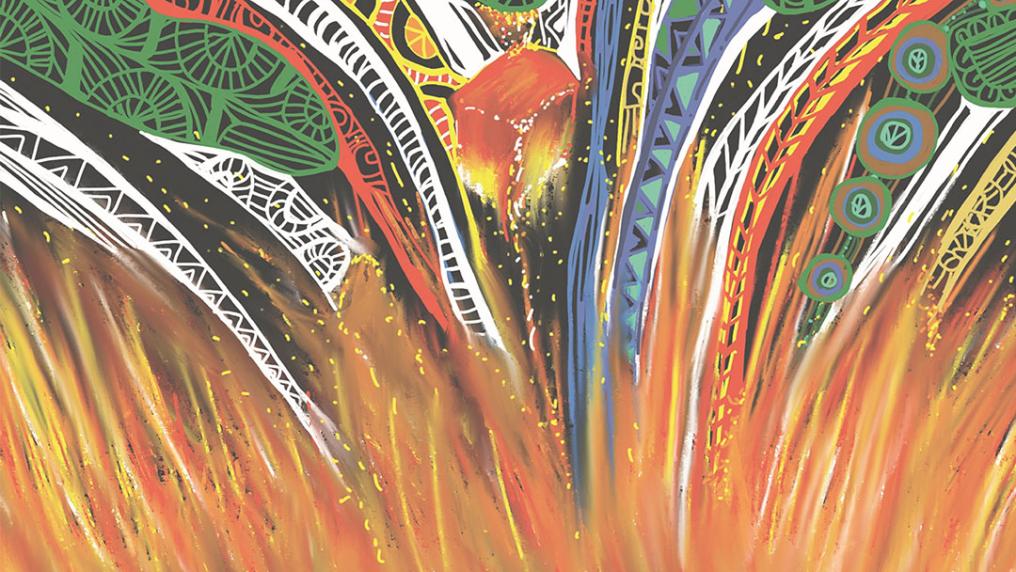 Aboriginal art representing NAIDOC week, 'Keep the Burning'.