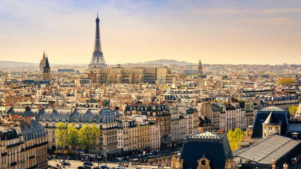 Paris cityscape on a sunny day.