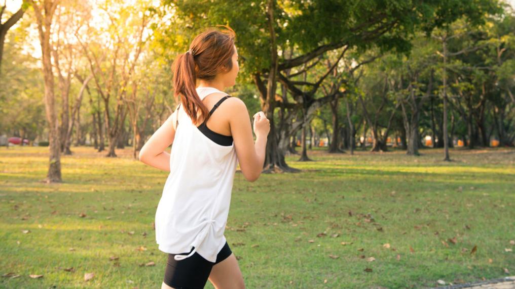Person running in a park