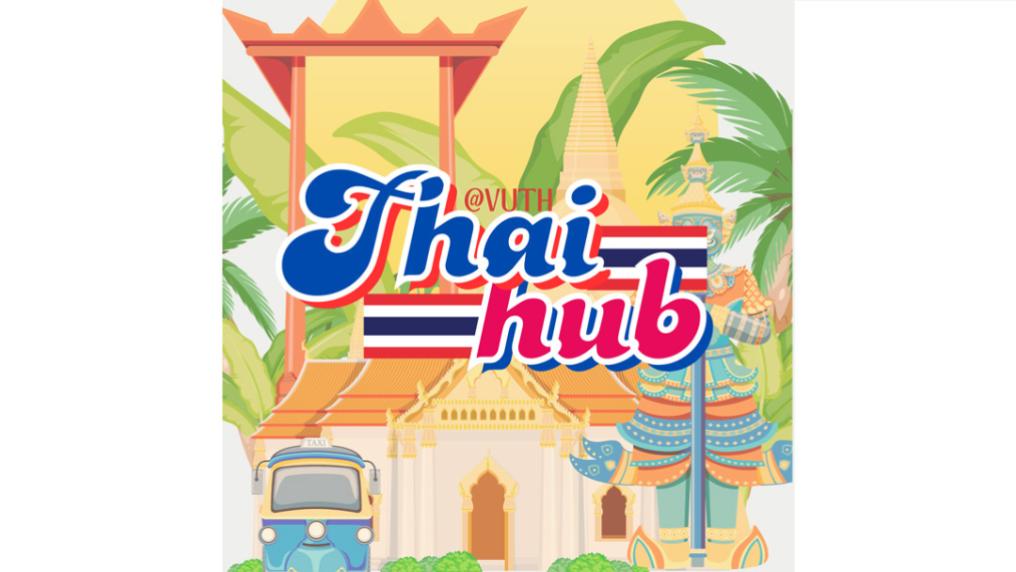 VU Thai club logo showing traditional building and palm trees