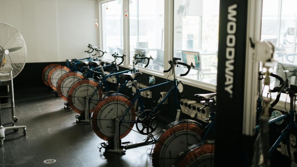 Stationary bikes in the environmental chamber