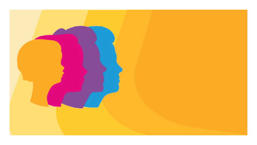 Graphic image used for Trauma-Aware Conference 4 coloured head on a yellow backgroun