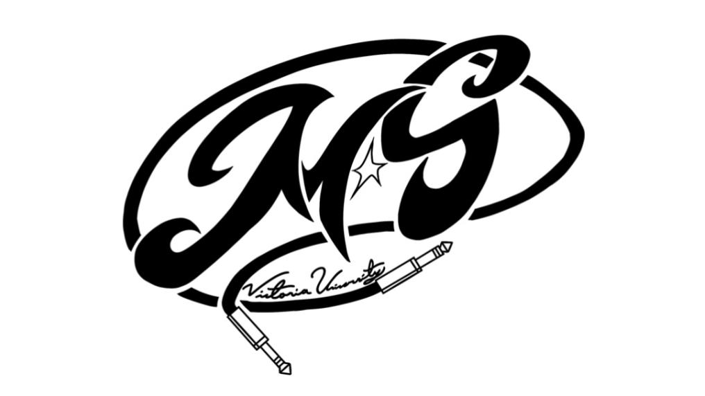 Black and white logo with large letters MS in centre and black cable looped around. Victoria University is written in small font below.