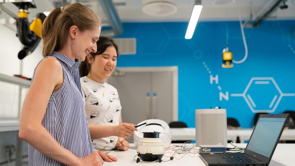 Two women engineers in a lab