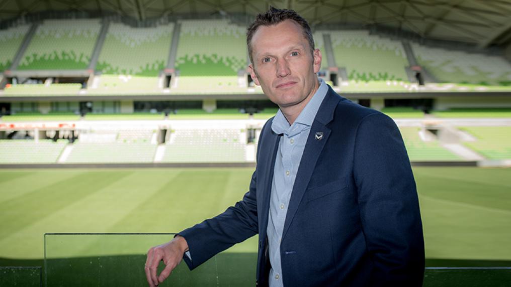 Trent Jacobs standing inside an empty AAMI park