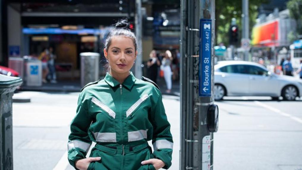 VU paramedic student Sarah standing in Bourke St Mall.