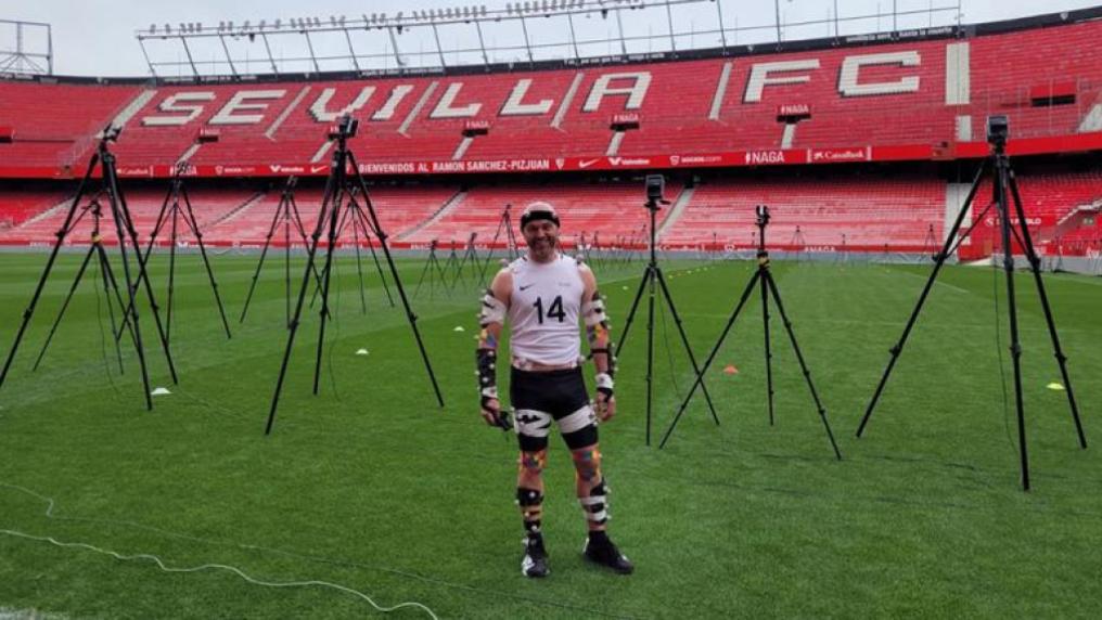 Professor Robert Aughey with equipment to test Electronic Performance Tracking System in Spain 2016