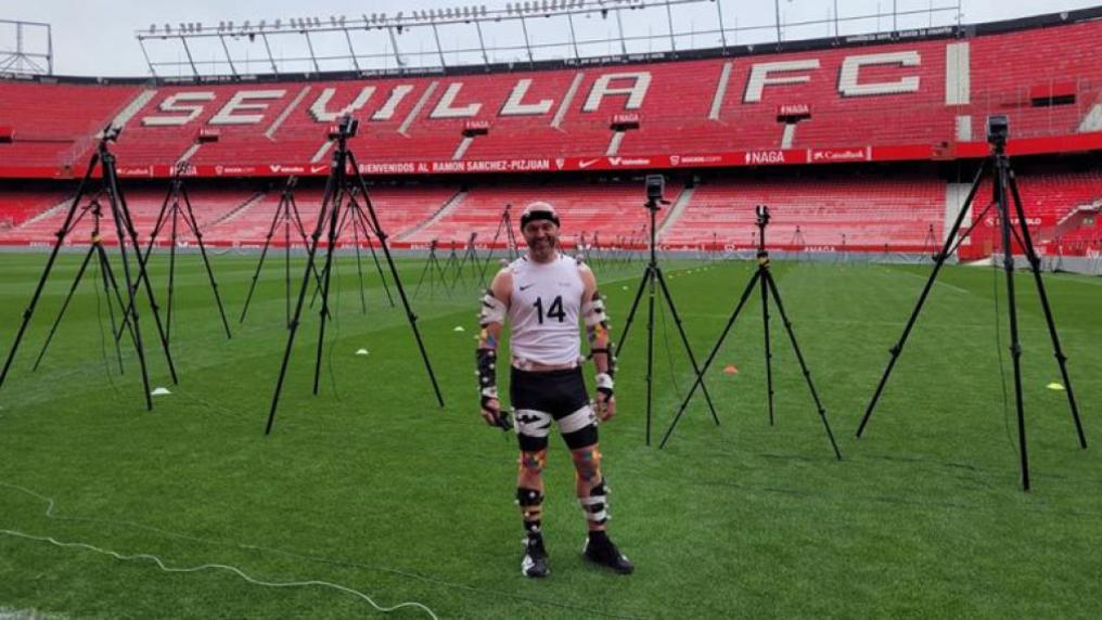 Professor Robert Aughey with equipment to test Electronic Performance Tracking System in Spain 2016