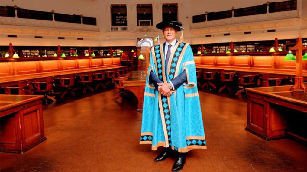 Chancellor Steve Bracks, posing in his robes.